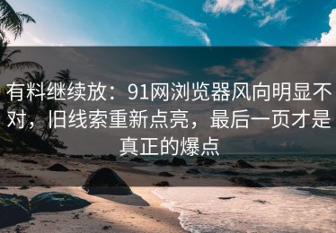 有料继续放：91网浏览器风向明显不对，旧线索重新点亮，最后一页才是真正的爆点