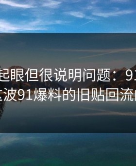 乍看不起眼但很说明问题：91大事件线路这波91爆料的旧贴回流的节奏